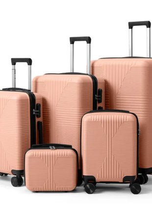 Non-TSA Customs Lock 5-in-1 PP Trolley Case, 12in, 16in, 20in, 24in, 28in, PP, Pink