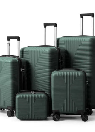 Non-TSA Customs Lock 5-in-1 PP Trolley Case, 12in, 16in, 20in, 24in, 28in, PP Dark Green