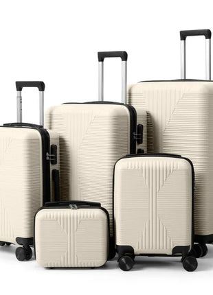 Non-TSA Customs Lock 5-in-1 PP Trolley Case, 12in, 16in, 20in, 24in, 28in, PP Off-white