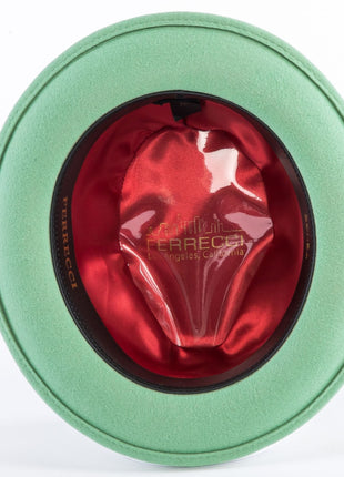 Ferrecci Brooks Trilby Soft 100% Australian Wool Felt Body with Removable Feather Lime Green Hat Great for Travel