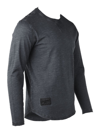 Dream Supply by ZIMEGO Mens Long Sleeve Crewneck Oil Wash Vintage Raw Edge Hem Hipster Hip-Hop T shirt