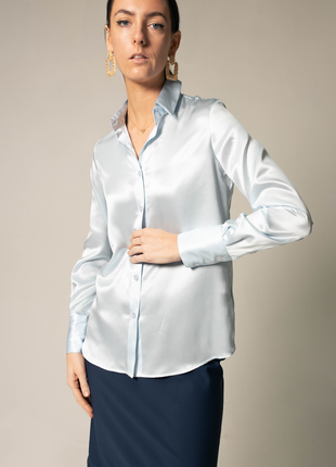 Luxe Silk Blouse in Blue