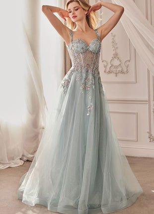 Embellished A-Line Tulle Ball Gown