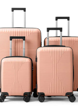 Non-TSA Customs Lock Four-in-one PP Trolley Suitcase, Available In 16in, 20in, 24in, And 28in Sizes, In Pink