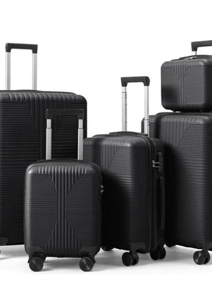 Non-TSA Customs Lock 5-in-1 PP Trolley Case, 12in, 16in, 20in, 24in, 28in, PP, Black