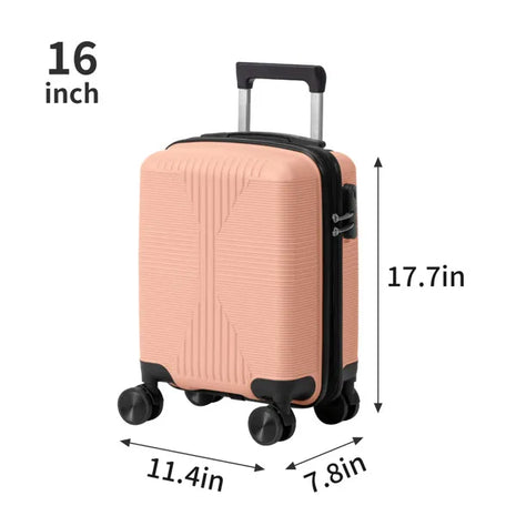 Non-TSA Customs Lock 5-in-1 PP Trolley Case, 12in, 16in, 20in, 24in, 28in, PP, Pink